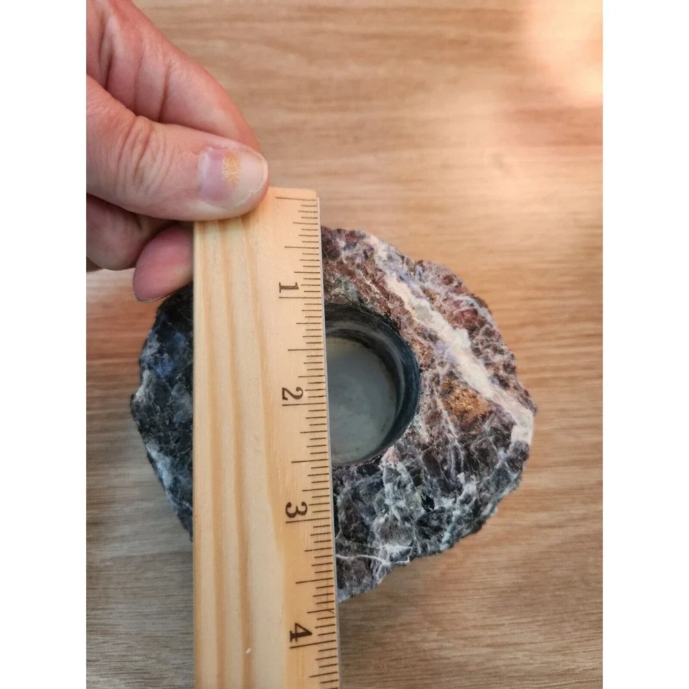 Natural Rough Stone‎ Sodalite Tealight Candle Holder Unique Nature Rock